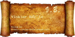 Vinkler Béla névjegykártya